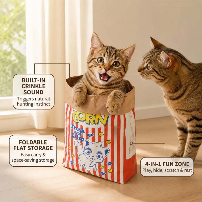 Popcorn Kraft Paper Hide-and-Seek Pet Play Bag