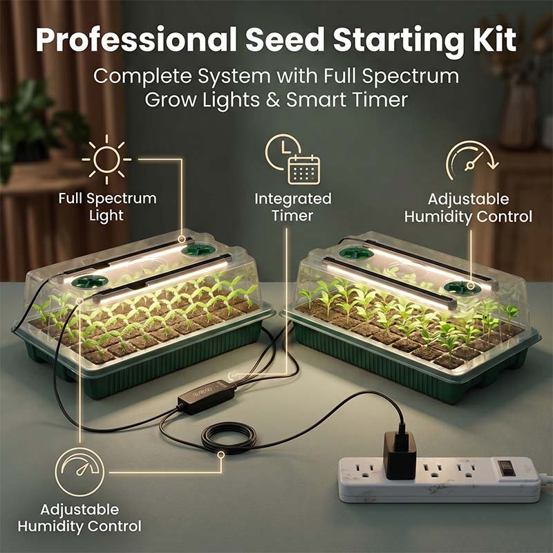 2 Pack Seed Starter Tray with Grow Light