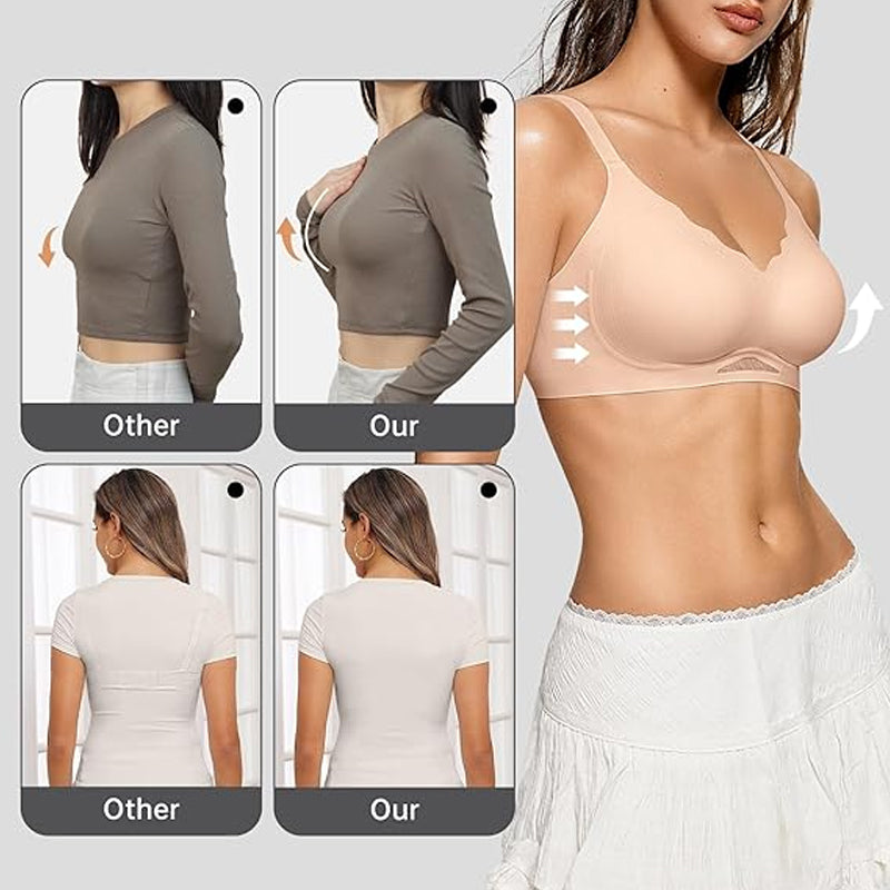 Womens Wireless Bras Scalloped Push Up Bralettes