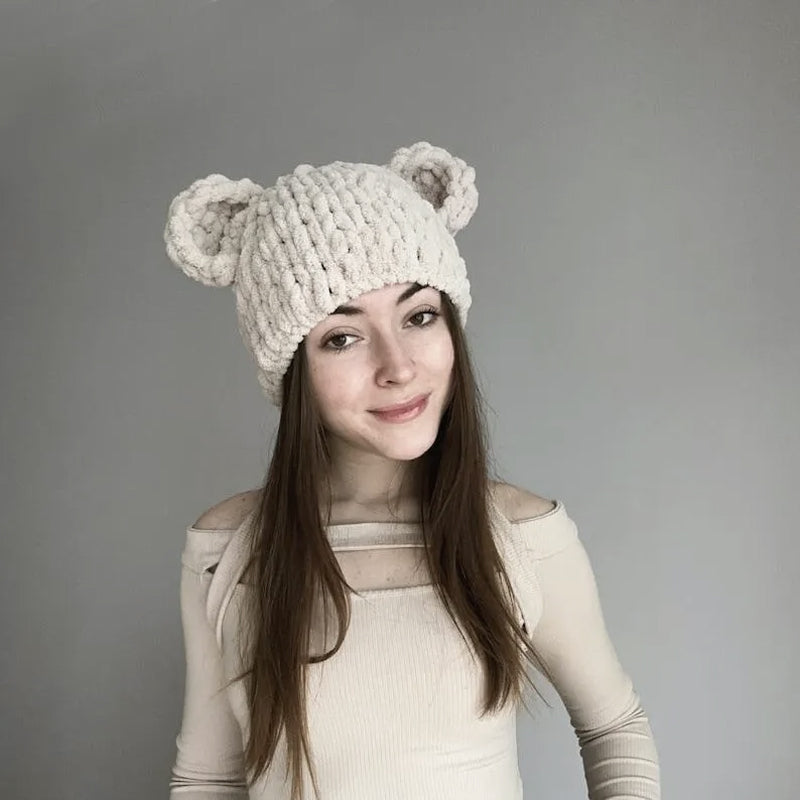 Handmade Knitted Hat with Large Bunny Ears