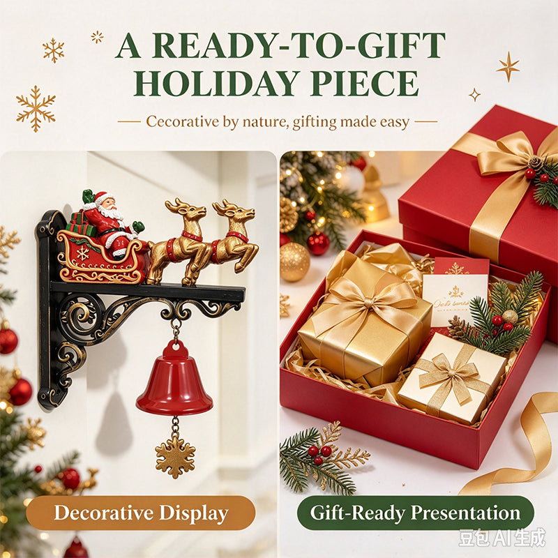 Santa Sleigh Decor with Bell