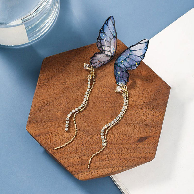 Glittery Butterfly Drop Earrings
