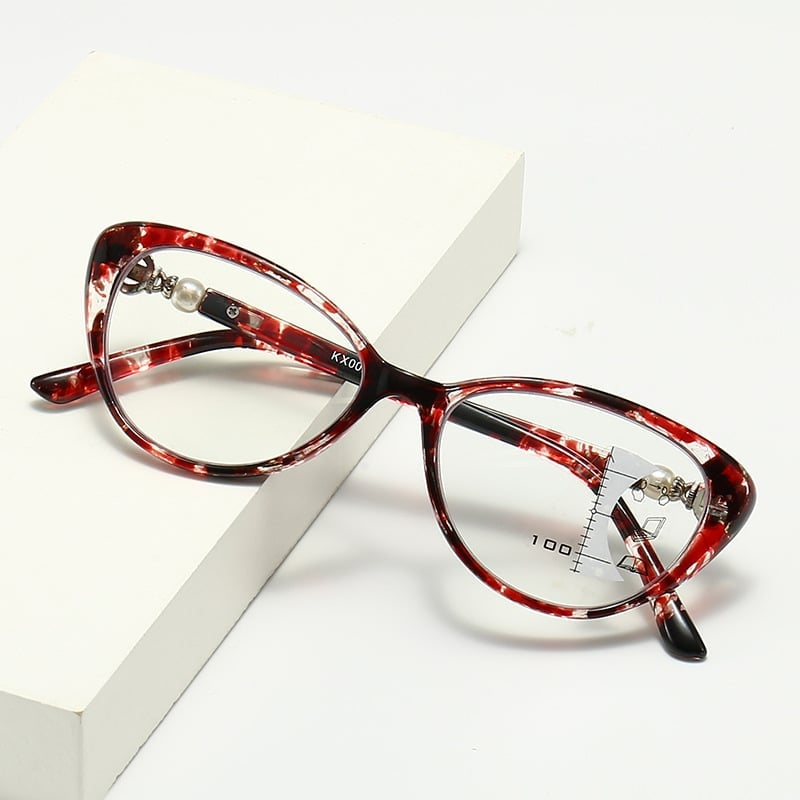 Fashionable women's cat-eye zoom HD anti-blue light reading glasses