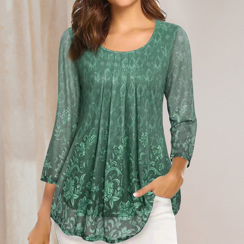 Floral Print Long Sleeve Casual Blouse