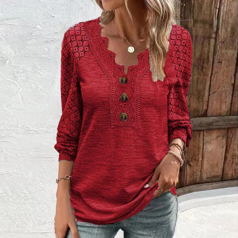 Lace Long Sleeve Panel T-Shirt
