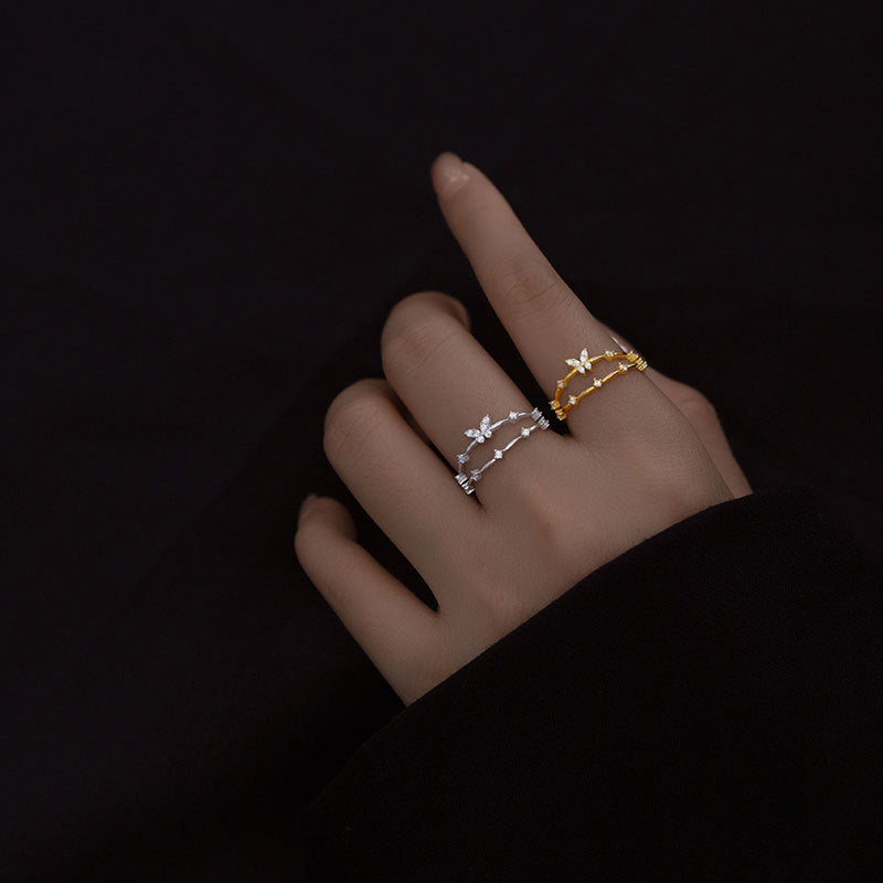 Double Butterfly Zircon Ring