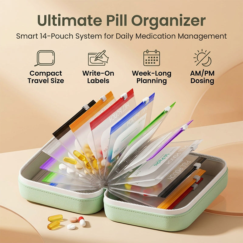 Premium Waterproof PU Travel Pill Organizer Set