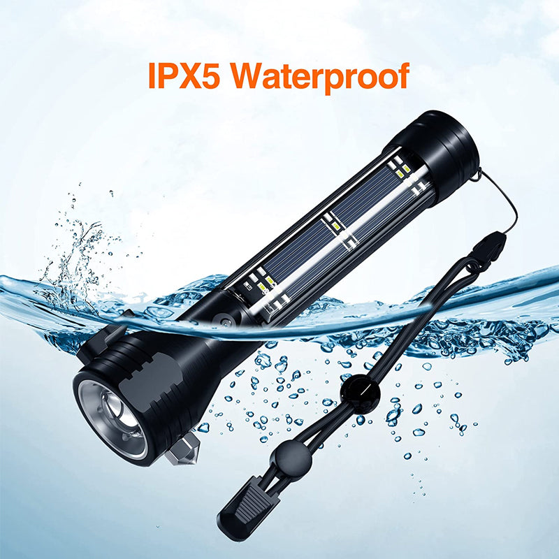 Solar Power Multi-Function Tactical Flashligh