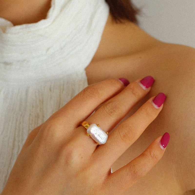 CLAW-SET BAROQUE PEARL RING