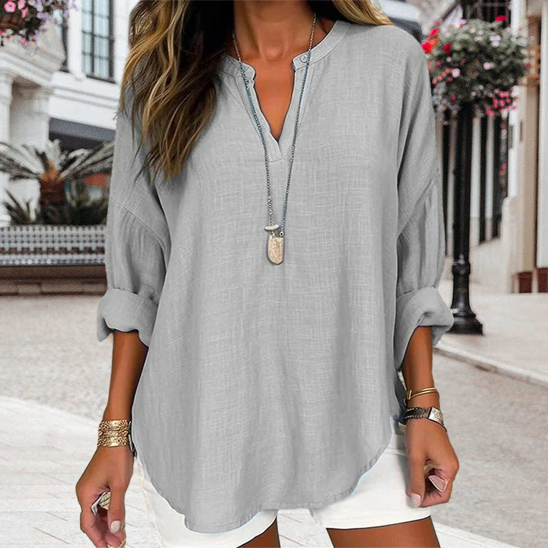Solid Color Long Sleeve Casual Shirt Blouse