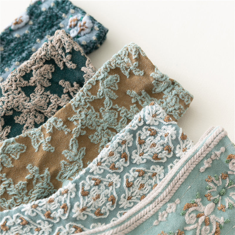 Retro Floral Cotton Socks