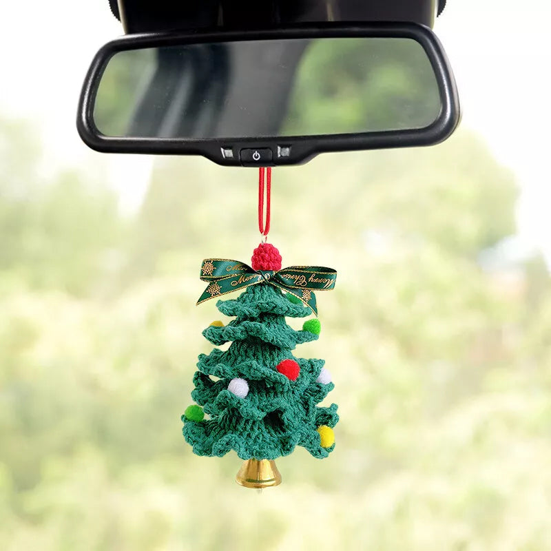 Car Christmas Decorations Hanging Crochet Mini Christmas Tree Pendant