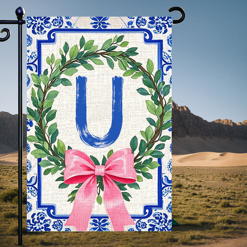 Letter Floral Garden Flag