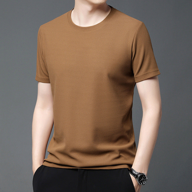Waffle Woven Ice Silk Breathable T-Shirt