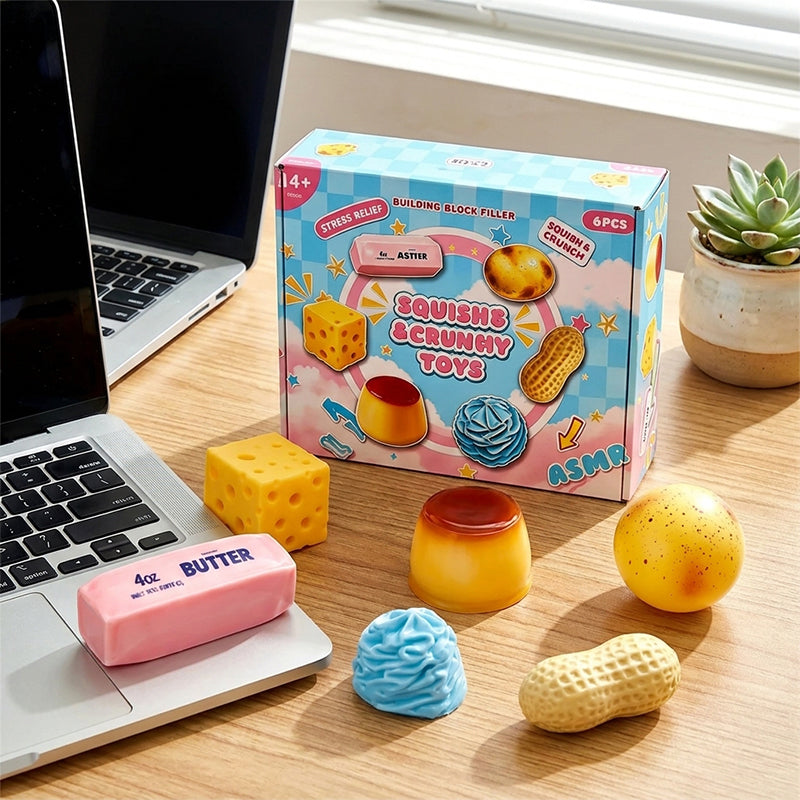 6‑Piece Set Crunchy ASMR Sensory Fidget Balls