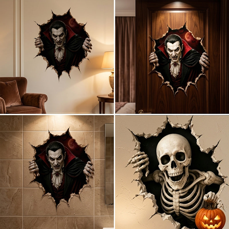 Halloween Spooky Cracked Wall 3D Decal Decoration