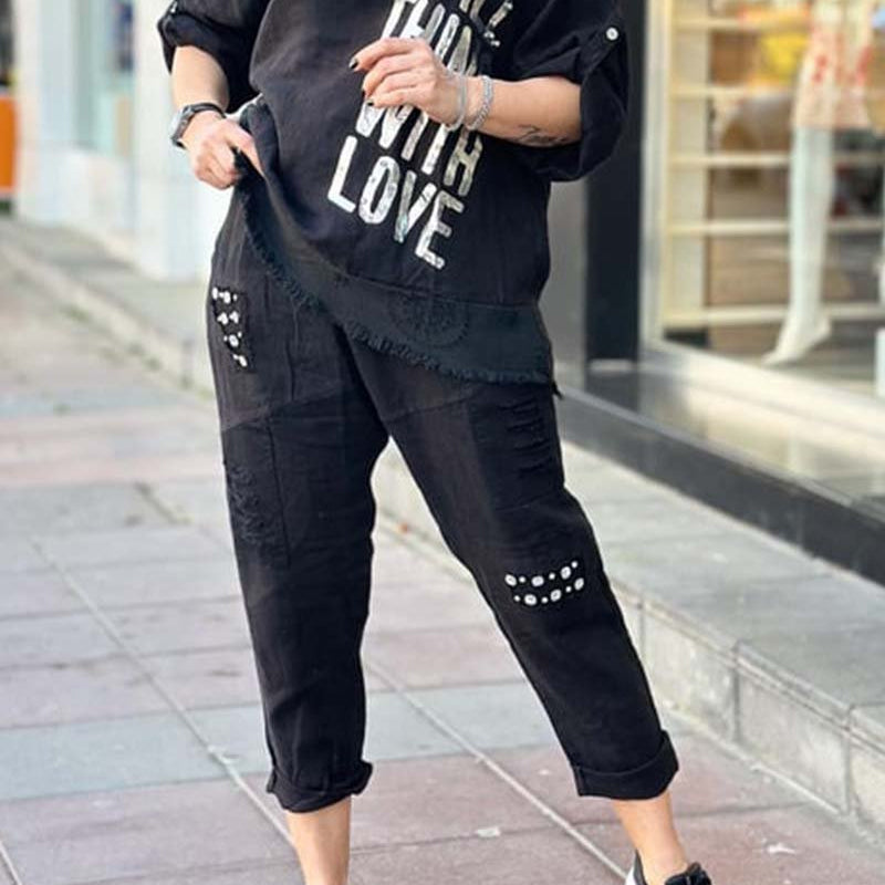 Women's Casual Letter Printed Two-piece Set