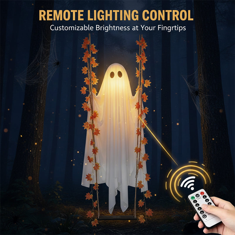 LED Light-Up Swinging Ghost Halloween Decoration