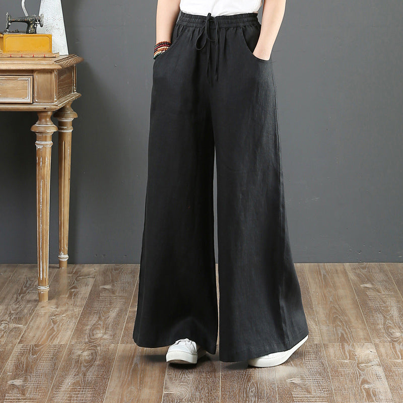 Plain High-waisted Trousers