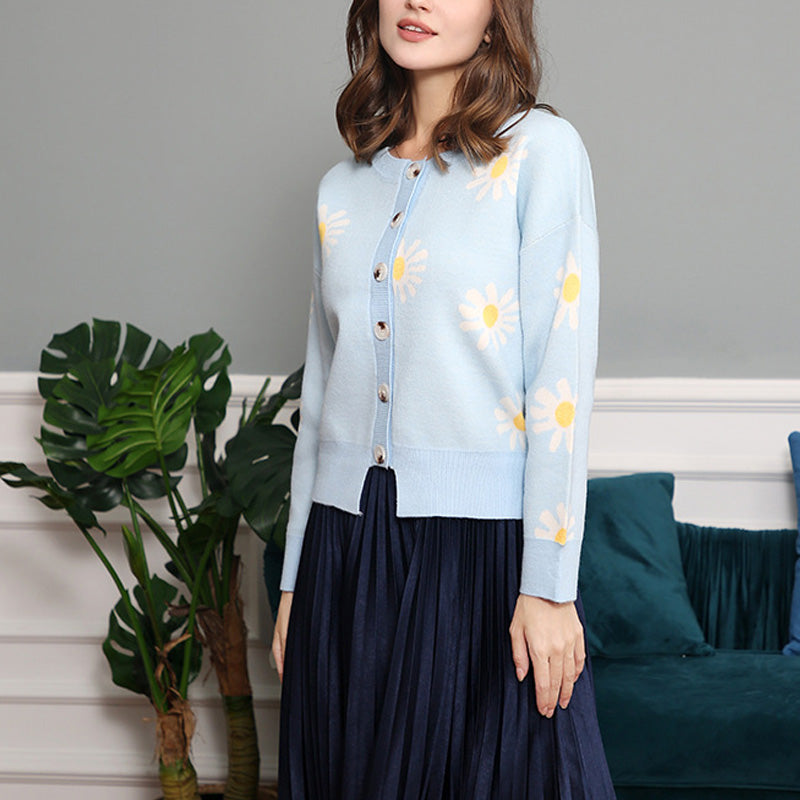 Autumn Chrysanthemum Embroidered Sweater