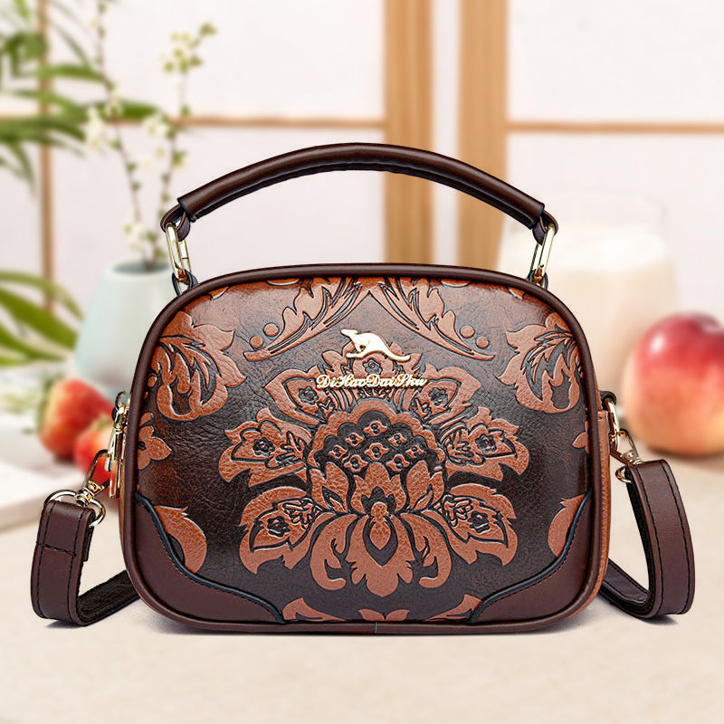 Floral Embossing Handbag For Women