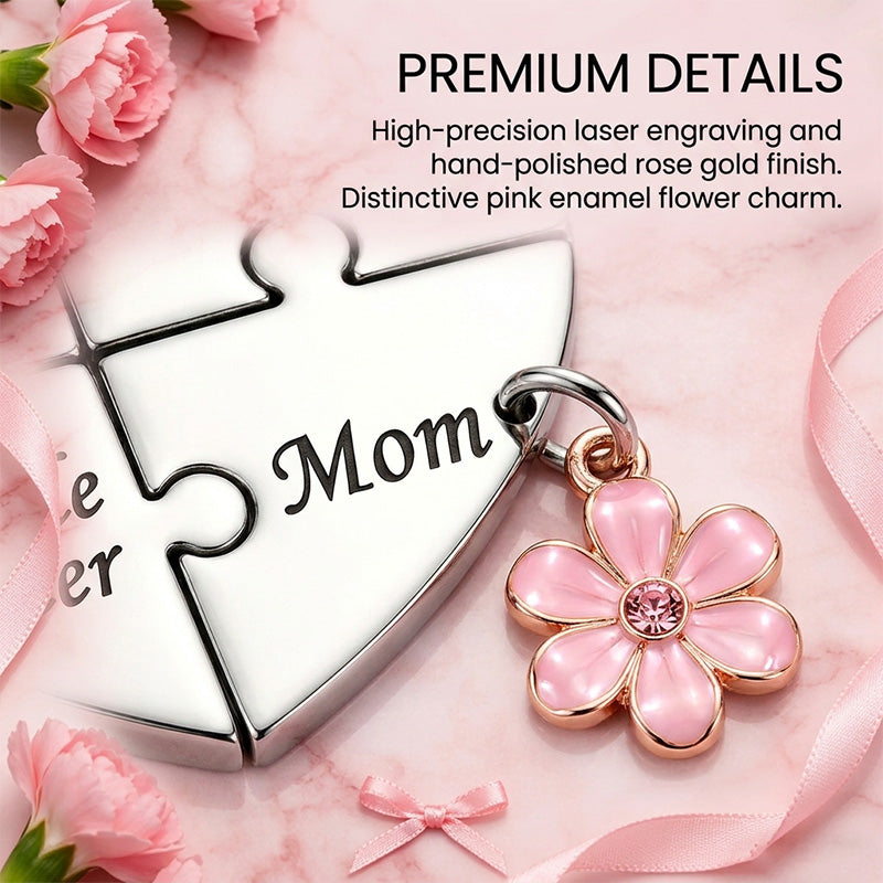 Four-flower heart puzzle keychain