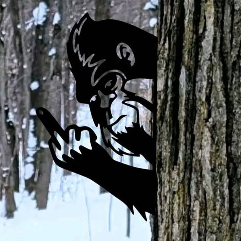 Peek a Boo Flipping Off Metal Sign – Peeping Animal Wall Art