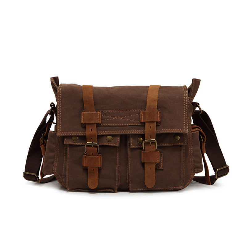 FASHION VINTAGE LEATHER CANVAS MEN'S MESSENGER BAG