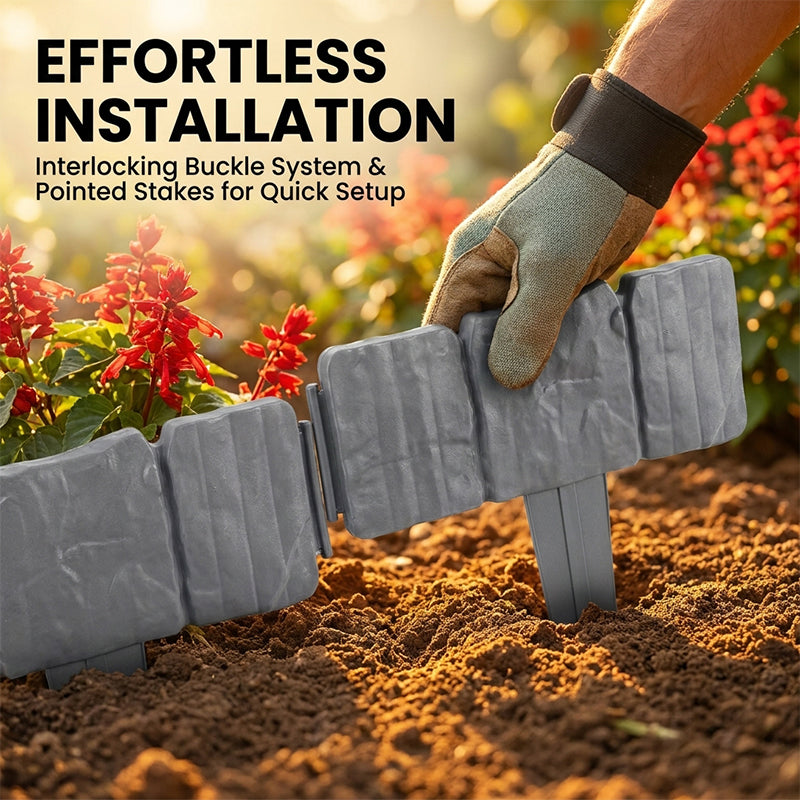 Stone Look No-Dig Garden Edging Fence