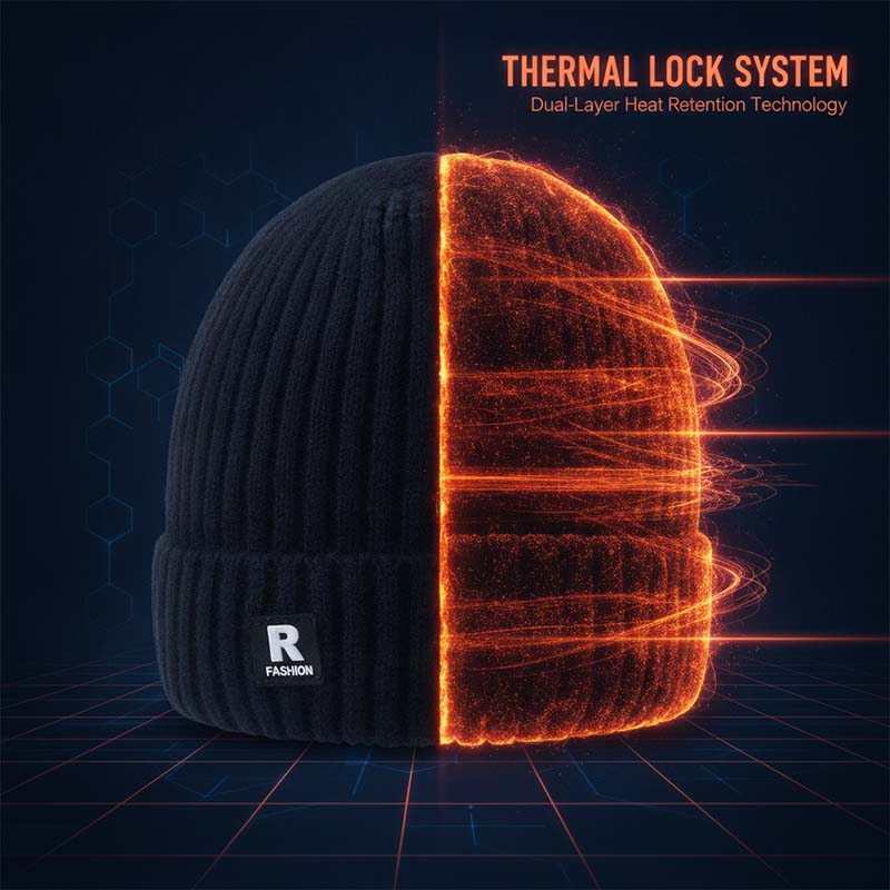 Fleece-lined knit hat for men