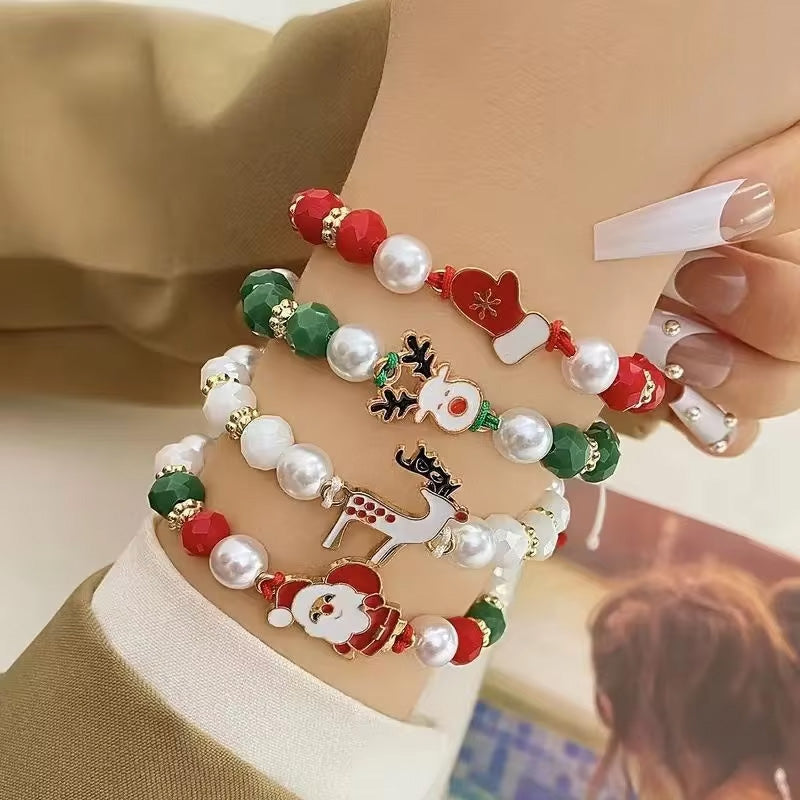 4Pcs Christmas Santa Claus Elk Colorful Bracelet