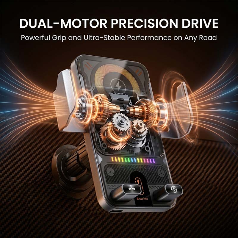 2-In-1 Auto-Rotating Car Phone Holder & Wireless Charger
