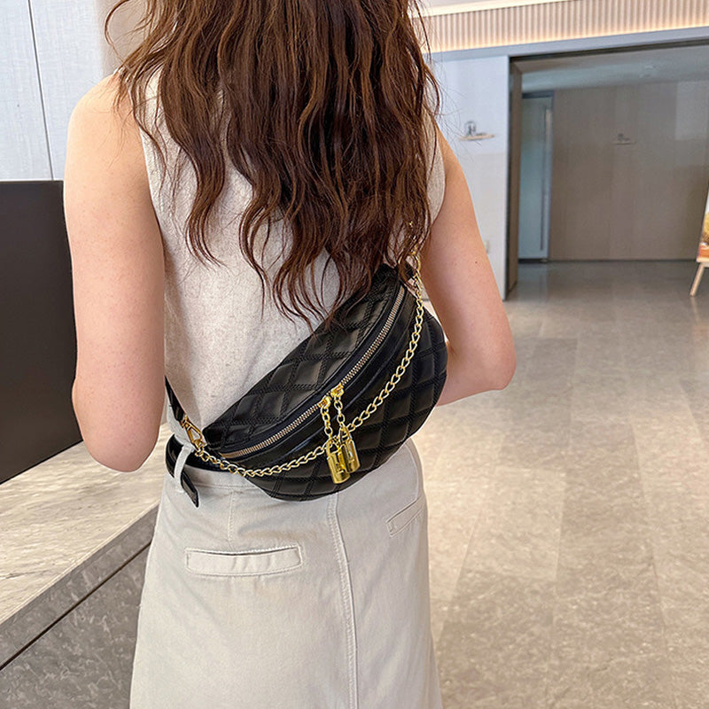 Versatile diamond plaid chest bag
