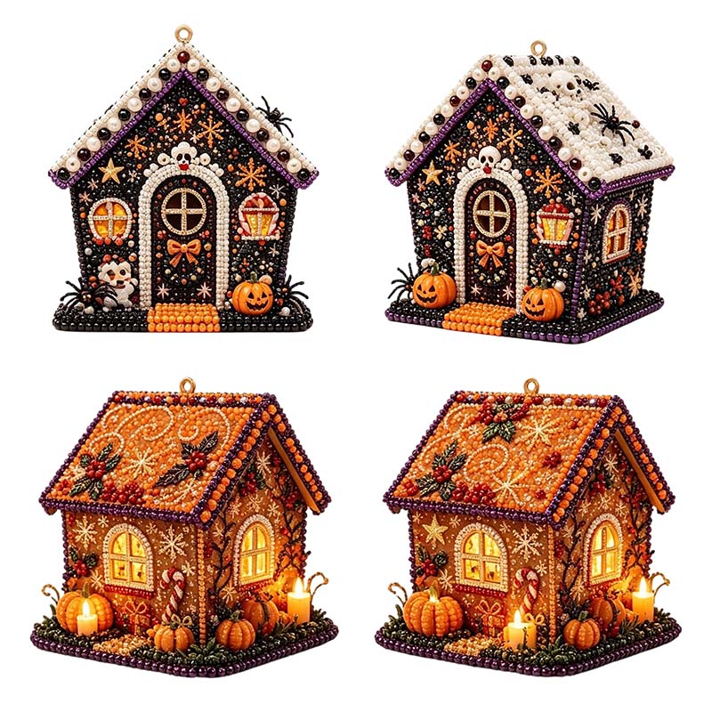 Christmas Cottage Diamond Paintings Hanging Ornament Kit