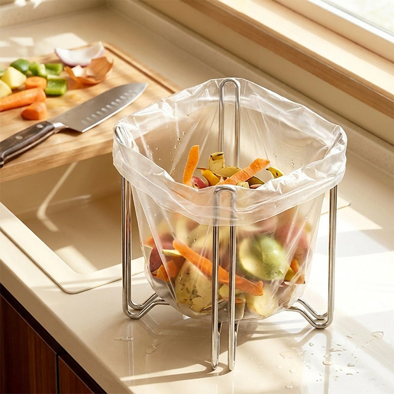 Foldable 304 Stainless Steel Trash Bag Holder