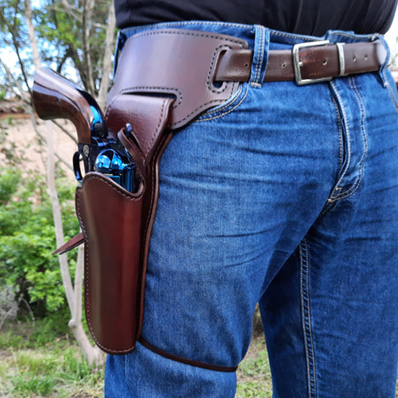 Retro Leather Holster Waist Bag with Belt Loop