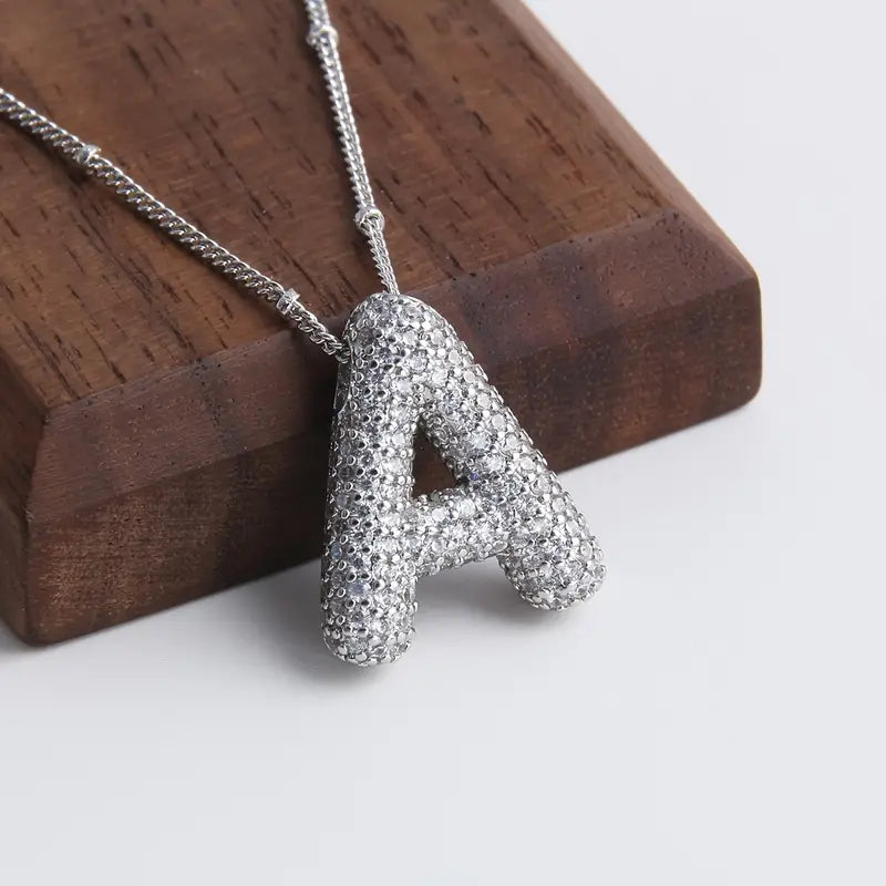 Alphabet Diamond Pendant Necklace