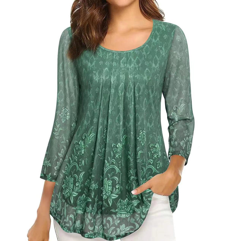 Floral Print Long Sleeve Casual Blouse
