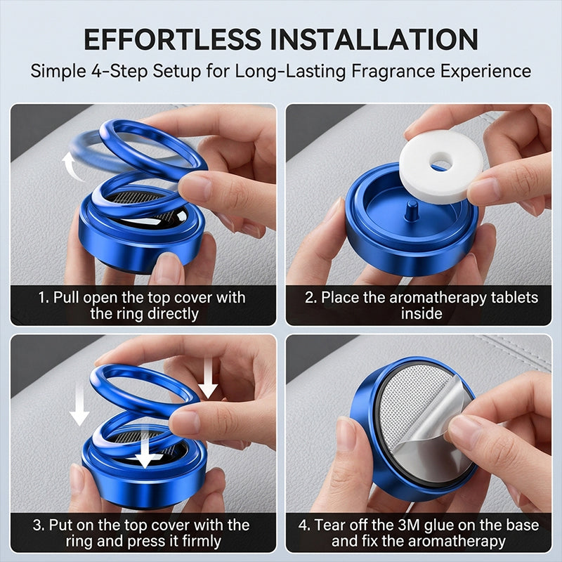 Solar-Powered Dual-Ring Rotating Car Aroma Diffuser