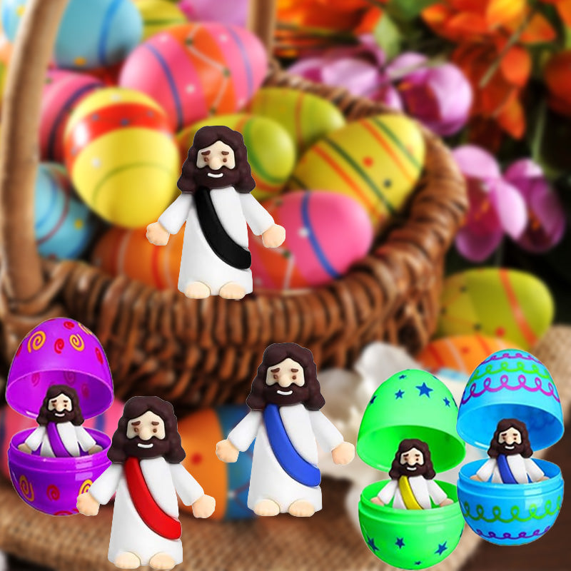 Easter Eggs with Jesus Figurine