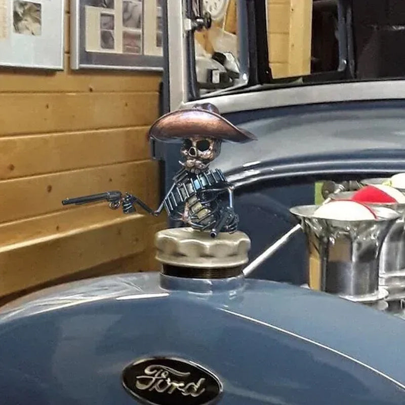 Cowboy Skull Gunslinger Hood Ornament