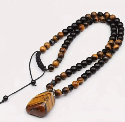 Men's Natural Tiger Eye Stone Necklace