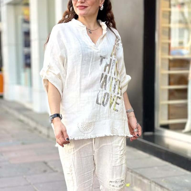 Women's Casual Letter Printed Two-piece Set