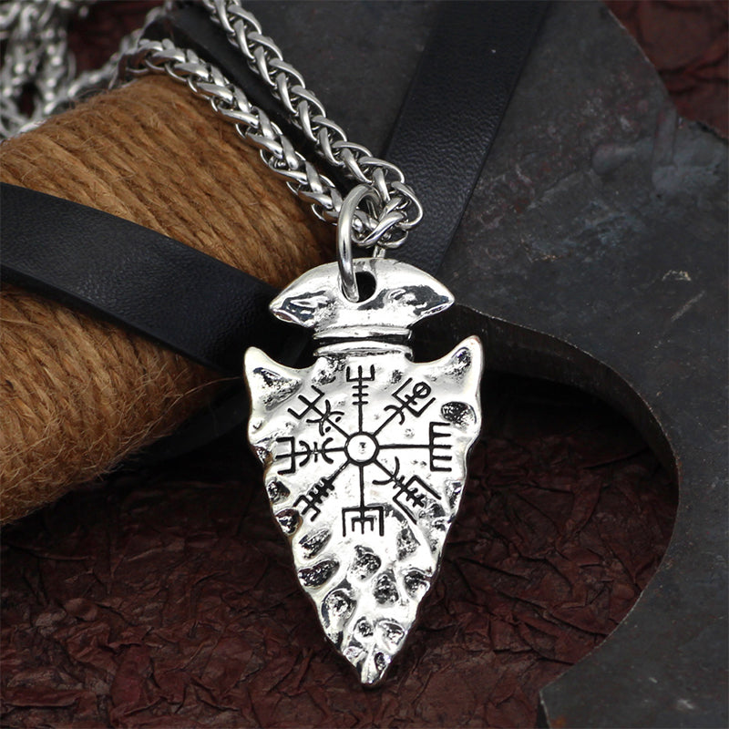 Odin's Spear Necklace with Vegvisir Symbol