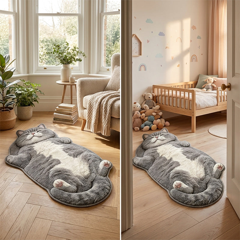 Lazy Cat-Shaped Faux Cashmere Rug