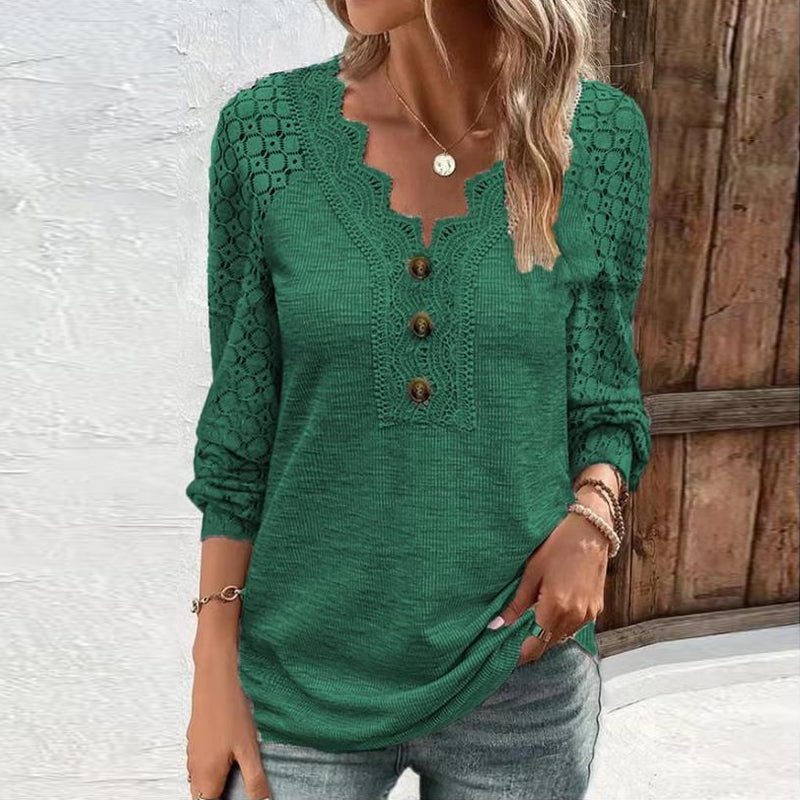 Lace Long Sleeve Panel T-Shirt