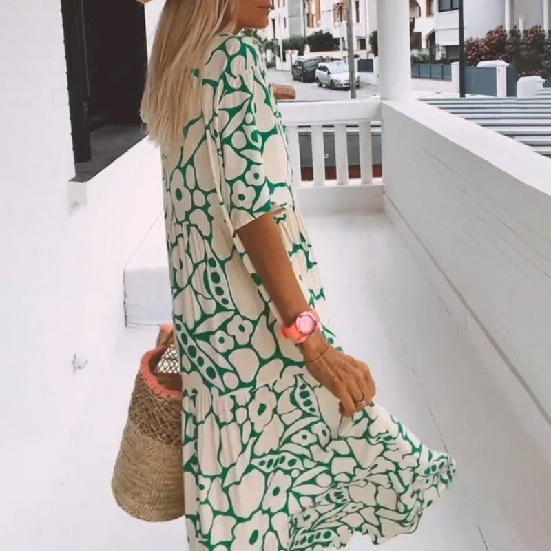 Short-sleeved Printed Dress