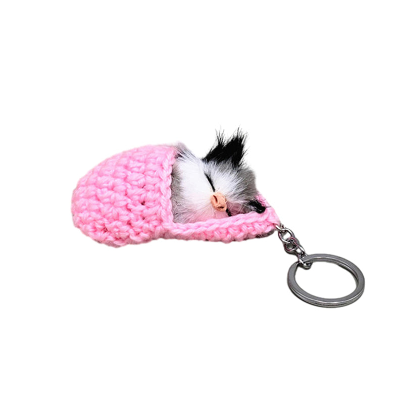 Cute Sleeping Kitten Keychain