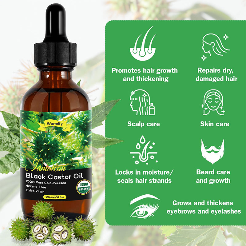 Organic Cold Pressed Black Castor Oil for Hair Growth