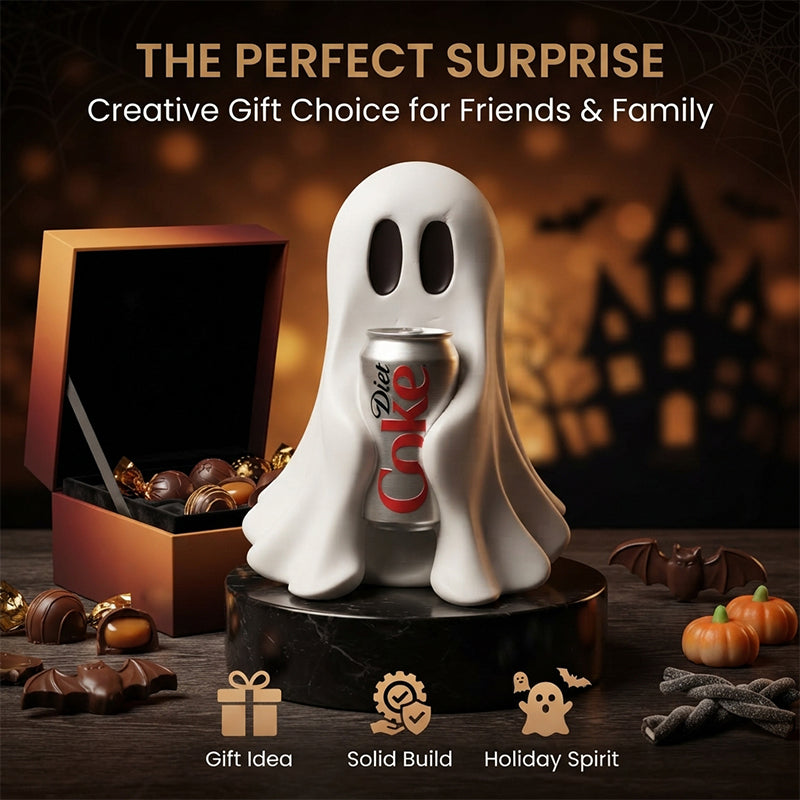 Resin Ghost Statue Holding Soda Can